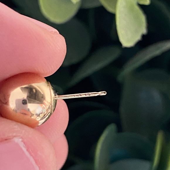 Large 14KT YELLOW GOLD 2.73 MM BALL STUD EARRINGS .9 GRAMS - Picture 6 of 11